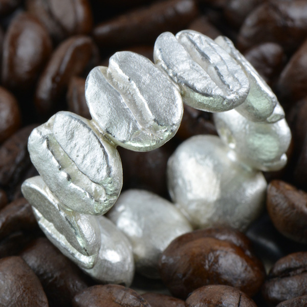 Puzzle-Ring Silber, Kaffeebohnen